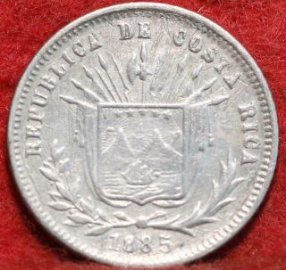 1885 Costa Rica 5 Centavos Silver Foreign Coin