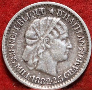 1882 Haiti 10 Cents Silver Foreign Coin