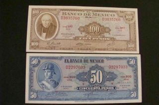 Mexico 50 - 100 Pesos 1972 Crisp Xf/unc