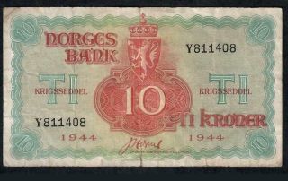 10 Kroner From Norway 1944