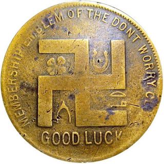 Pre 1933 Opelika Alabama Good Luck Swastika Token The Bank Of Opelika