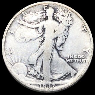 1917 - S Walking Half Dollar Nicely Circulated San Francisco Liberty Silver Coin