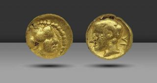 Cyrenaica.  Cyrene.  331 - 313 Bc.  Gold 1/10 Stater,  Head Of Libia,  Ngc F