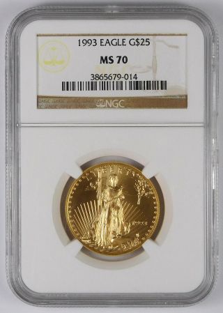 1993 $25 American Gold Eagle - Ngc Ms 70