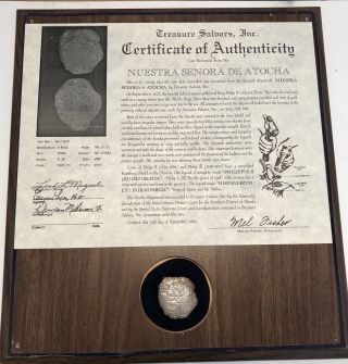 1622 Atocha Shipwreck 8 Reale Grade 3 Potosi 21.  5 G Coin With Authenticity