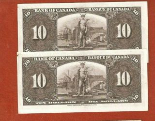 2 Very Rare 1937 Consecutive Serial Number Ten Dollar Notes See below Note 2