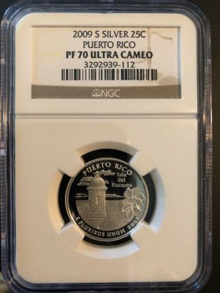 Ngc Pf70 Ultra Cameo 2009 - S Puerto Rico Silver Proof Quarter 25c