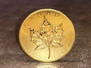 1985 1 oz Gold Canadian Maple Leaf -.  9999 Fine 2