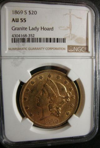 Semi - Key Date 1869 - S $20 Gold Liberty Head Double Eagle - Ngc Au - 55