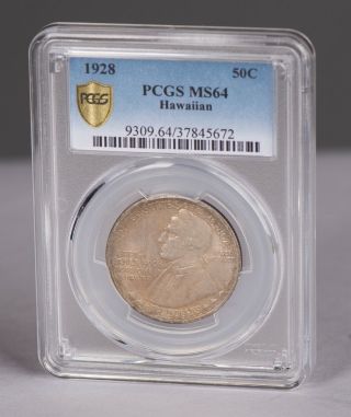 1928 Hawaiian Commemorative Silver Half Dollar Pcgs Ms64