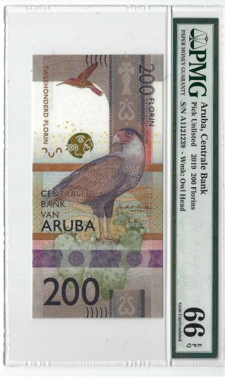 P - Unl 2019 200 Florins,  Aruba Centrale Bank,  Issue,  Pmg 66epq,  Really
