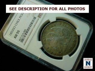 Noblespirit Scarce 1853 So Chile Peso Ngc Au 55