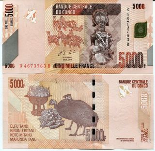 Congo 5000 5,  000 Francs 2013 P 102 Unc
