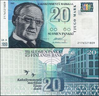 Finland 20 Markkaa.  1993 (1997) Unc.  Banknote Cat P.  123