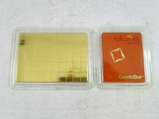 Valcambi Suisse Combibar 50 Gr.  9999 Fine Gold Bar Package