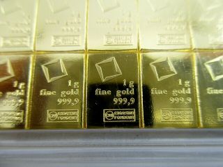 Valcambi Suisse CombiBar 50 gr.  9999 Fine Gold Bar Package 4