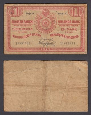 Finland 1 Markkaa 1915 (vg - F) Banknote P - 16