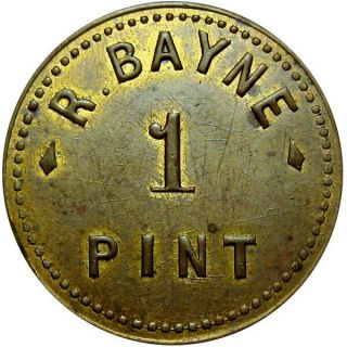 1892 Ontario Canada Good For Token R Bayne Dairy 1 Pint Breton 817