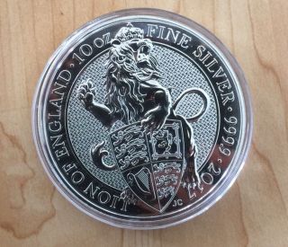 2017 Great Britain 10 Oz Silver Lion Of England Queen’s Beasts Capsule Ebux