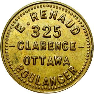 1888 Ottawa Canada Good For Token Renaud Bakery 1/2 Loaf In French Breton 745
