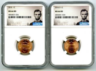 2016 P & D Cent Ngc Ms66 Union Shield 2 Coin Lincoln Label Set - You Get Both