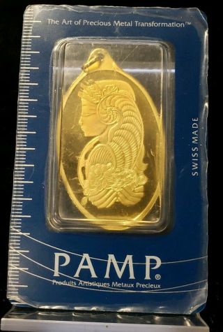 1/2 Oz Fortuna Oval - Shaped Pamp Suisse Pure Gold.  9999 Pendant Cer.  177006