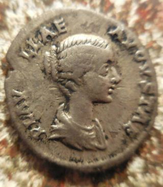 19.  5mm,  2.  80g,  Sharp Plautilla 202 - 205 Ad.  Denarius Rome.  Caracalla Facing Her: