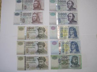 Hungary Notes 38,  200 (10,  000,  5,  000,  2,  000,  1,  000,  200) Forint Hardly Circulated