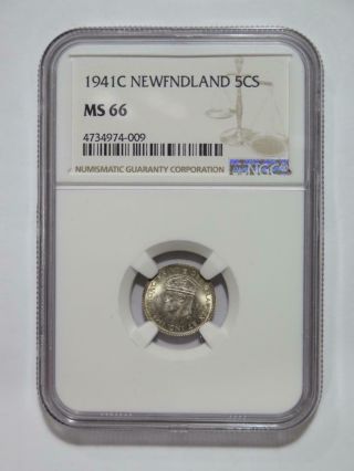Canada Newfoundland 1941 C 5 Cents Ngc Graded Ms66 World Coin ✮no Reserve✮