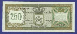Gem Uncirculated 250 Gulden 1967 Banknote From Netherlands Antilles