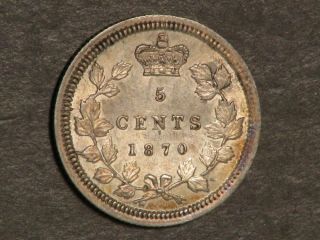 Canada 1870 5 Cents Silver Xf - Au