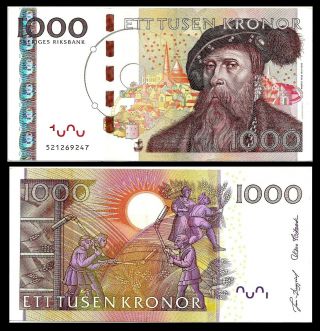 Sweden 1000 Kronor Banknote 2005 Aunc / P - 67