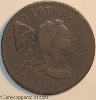 1794 S18b R4 Liberty Cap Large Cent Head Of 1793 Raw Grellman Grading Card Fine,