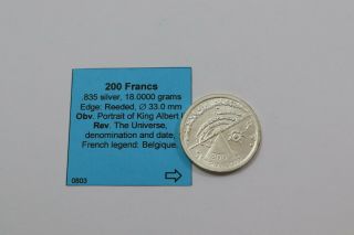 Belgium 200 Francs 2000 Silver B18 K6880