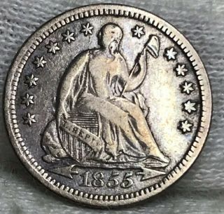 1855 Arrows Seated Liberty Half Dime Fine Coin