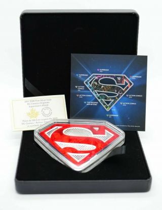 Canada 2017 $100 - Superman Shield 10 Oz Silver Coin Dc Comics Originals