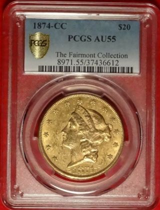 1874 - Cc $20 Pcgs Au 55 Almost Uncirculated Carson City Liberty Gold Double Eagle