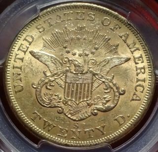 1856 - S $20 PCGS MS 61 UNCIRCULATED SAN FRANCISCO LIBERTY GOLD DOUBLE EAGLE COIN 3