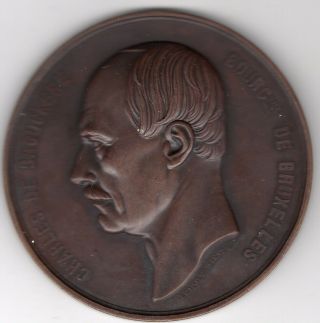 1860 Belgium Medal To Honor Charles De Brouckere,  Engraved By Leopold Wiener