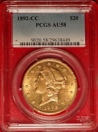 1892 - Cc $20 Pcgs Au 58 Almost Uncirculated Carson City Liberty Gold Double Eagle