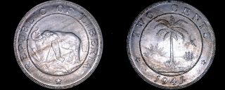 1941 Liberian 2 Cent World Coin - Liberia