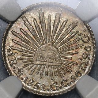 1851 - Mo Ngc Ms 66 Mexico Gem Silver 1/2 Real Coin Pop 3/0 (17082901d)