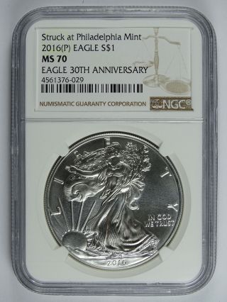 2016 P $1.  00 American Silver Eagle Ngc Ms - 70 6373