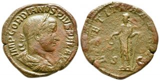 Gordian Iii,  Ad 238 - 244.  Rome,  Sestertius Ae,  31mm,  16,  24g.