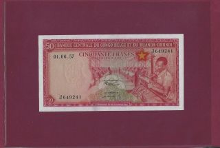 Belgian Congo 50 Francs 1957 P - 32 Unc Urundi Ruanda
