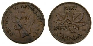 1952 Canada 1 Small Cent Error Dramatic Lamination Error Vf,