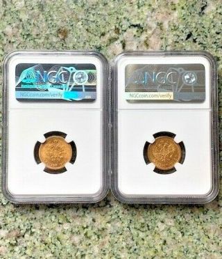 1902 5 ROUBLE GOLD AP RUSSIA NGC MS66 & AU55 2 COINS 2