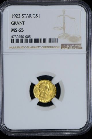1922 $1 Gold Grant With Star Ngc Ms65 Coin Is Looking (slx 3482)