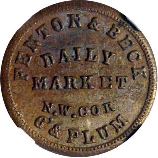 1863 Cincinnati Ohio Civil War Token Fenton & Beck Daily Market R5 Ngc