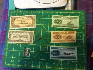 Ww2 Japanese Money And Hitler Stamp